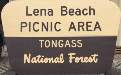Lena Beach picnic area, Tongass National Forest sign